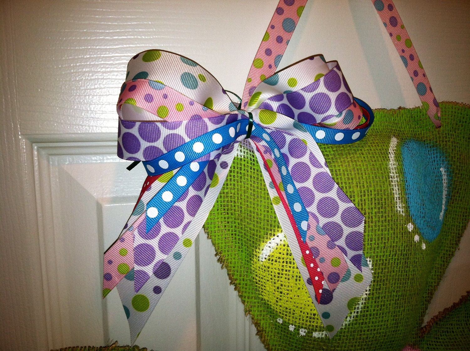 Pretty Polkdot Cross - Burlap Door Hanger