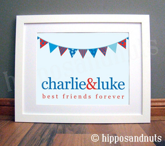 Brothers Personalized Bunting Print (11 x 14)