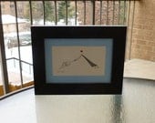 Love Yoga - Cute Framed Original Pencil Drawing - Downward-facing Dog pose