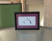 Love Yoga - Cute Framed Original Pencil Drawing - Wheel pose