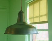 ANTIQUE/VINTAGE INDUSTRIAL Light -  Original Benjamin Dome Reflector - 14" Diameter pendant suspended with Cotton Chevron Cord