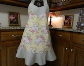 Yellow with flowers with Green Polka dots - Easter Apron
