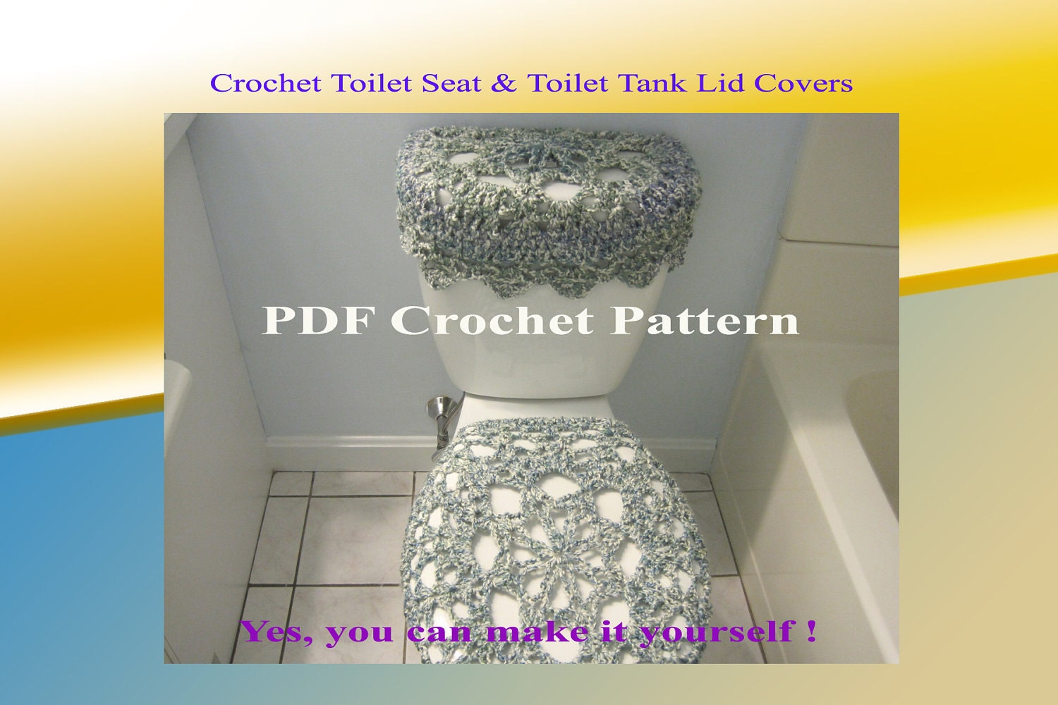 Set of 2 Crochet Patterns Toilet Seat Cover 1VC2012 & by ytang