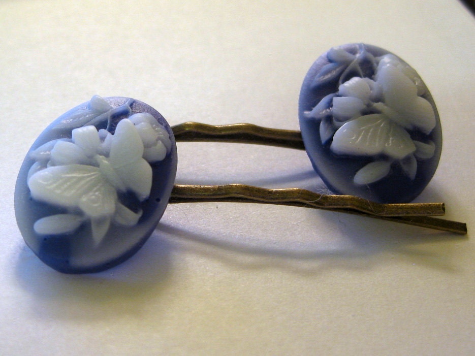 Bobby Hair Pins resin butterfly Cabochons (set of 2)