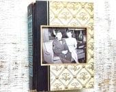 vintage book picture frame.  READABLE vintage book as unique photo frame. gold, ivory, navy. Reader's Digest, 1967.