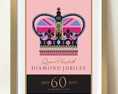 Diamond Jubilee print, Union Jack crown, 11.7 x 16.5in (A3) commemorative poster