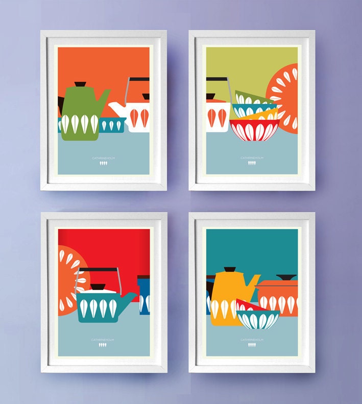 CATHRINEHOLM Mid Century Modern Poster Prints, 8 x 10 (A4)