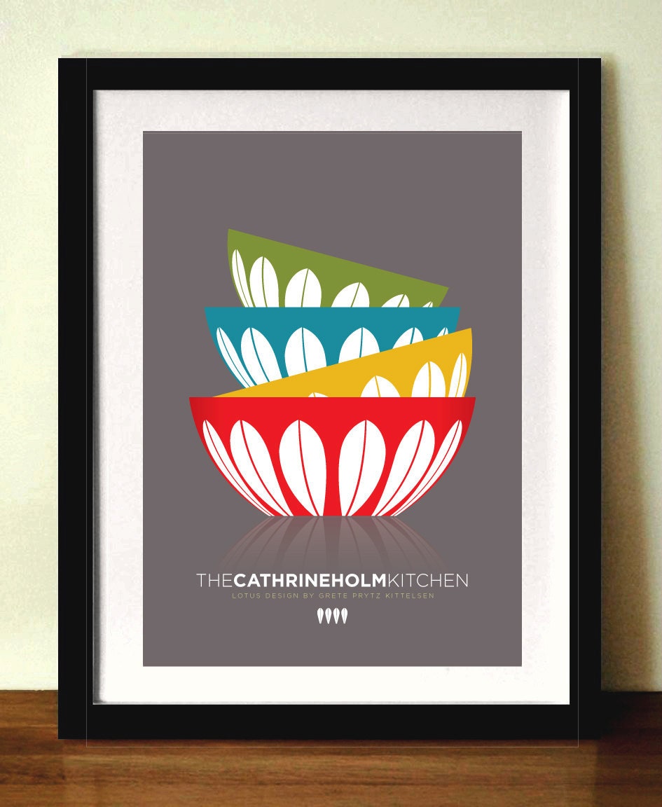 CATHRINEHOLM BOWLS, Mid century poster print, Kitchen art, A3 giclée print