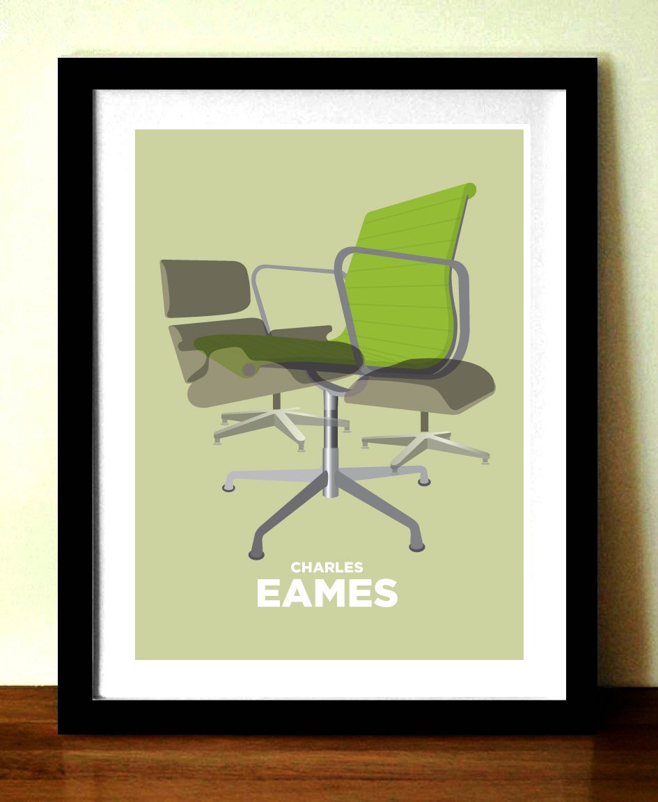 EAMES Chair furniture, Midcentury poster print A3