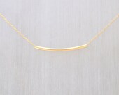 Gold Necklace - gold tube necklace - delicate gold necklace - bar necklace, Geometric, Modern, Minimal, Simple Necklace