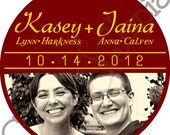 Wedding Save the Date Magnet Design - 2x2 - Round Half Photo - Classic, Modern - Burgundy, Gold