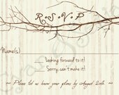 Printable Wedding Invitation RSVP - 3.5x5 - Branch Heart - Vintage, Rustic, Woodland, Tree, Twigs - Brown, Tan, Sepia
