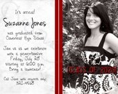 Printable Graduation Party Invitation - 4x5 Postcard - Middle Stripe - Modern, Teen, Photo, Casual - Your School Colors