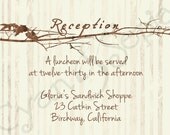 Printable Wedding Invitation Reception Card - 3.5x5 - Branch Heart - Vintage, Rustic, Woodland, Tree, Twigs - Brown, Tan, Sepia