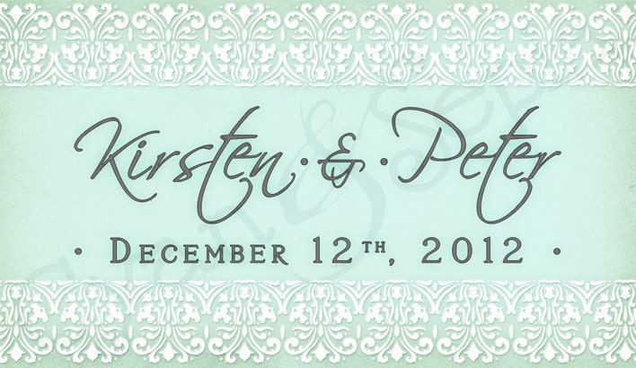 Wedding Save the Date Magnet Design - 2 x 3.5 - Damask Border - Elegant, Lace, Vintage - Aqua, White, Brown, Yellow, Blue, Red, White