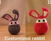 Customizable crocheted bunny with a flower or a bow tie - Make to order