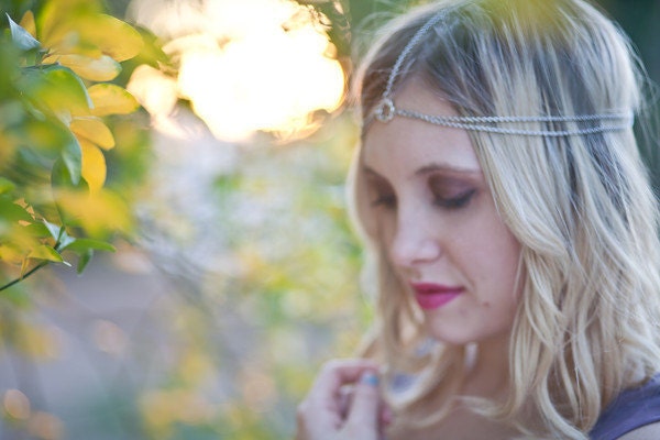 Silver Chain Headdress, Headband, Head Chain, Chain Head Piece, hair jewelry, Bridal hair accessory