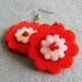 Red and light pink flower felt earring - Gift idea - Free shipping within the UK
