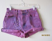 Destroyed Pink/Purple High Wasted Levi's Studded Shorts