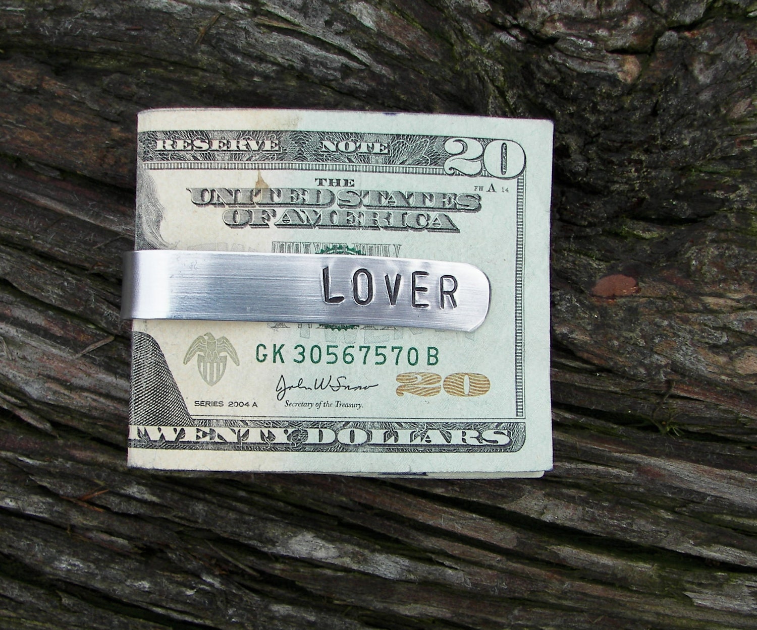 Personalized Hand Stamped Money Clip small 1/2" wide