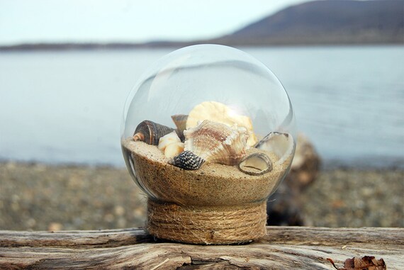Natural Seashell & Sand Glass Beach Globe