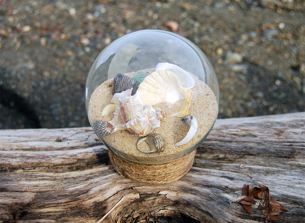 Natural Seashell & Sand Glass Beach Globe