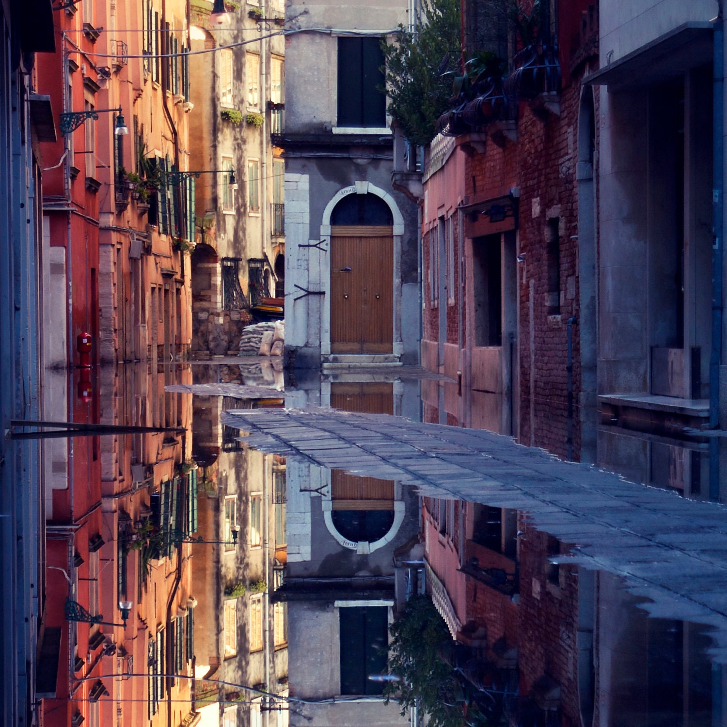 Reflections in Acqua Alta - Venice, Italy - Fine Art Photograph - 8x8 Square Photo
