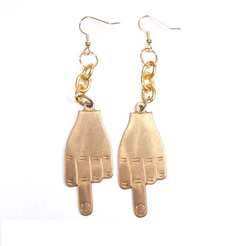 Brass Middle Finger earrings