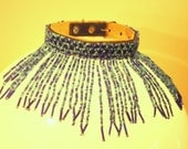 Couture dog collar. Unique multi coloured blue beads. 10 to 11 inch. Perfect for wedding or party.
