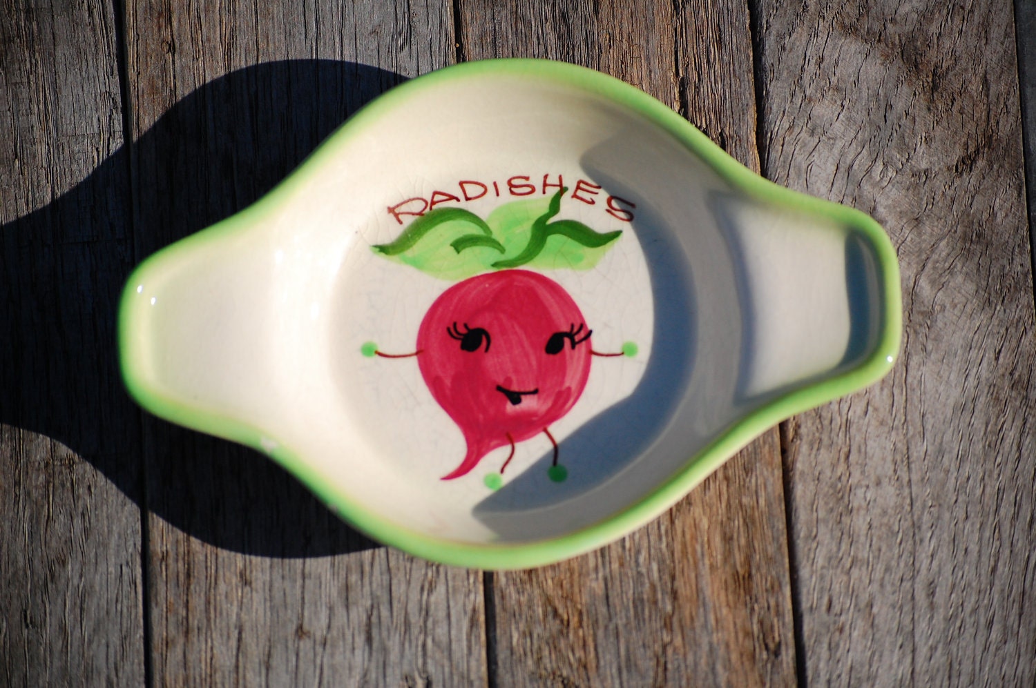 Vintage Anthropomorphic Ceramic Spoon Rest Decora Ceramics Hand Painted California Pottery Radish