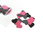 Bachelorette Party Heart Confetti: 200 Hearts in Black & Hot Pink
