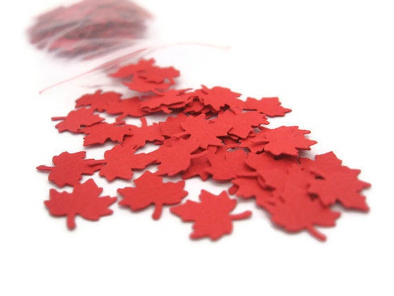 Red Canadian Maple Leaf Confetti: 200 Mini Maple Leaves