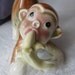 Vintage Monkey eating banana ceramic figurine statue hand painted ceramic