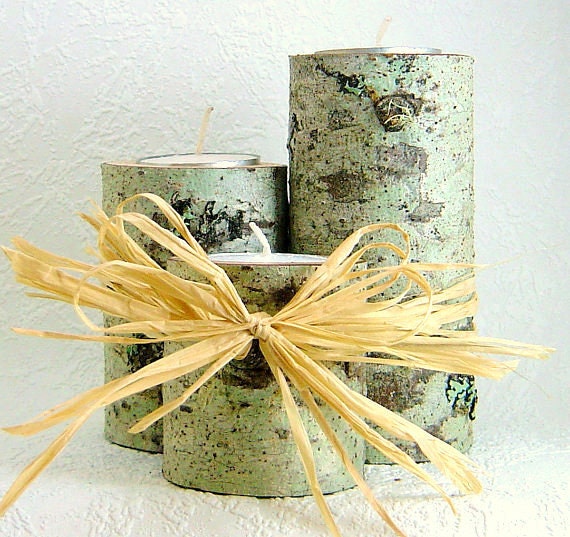 Wedding or Home Decor Tealight Candle Sets- with Raffia Bow