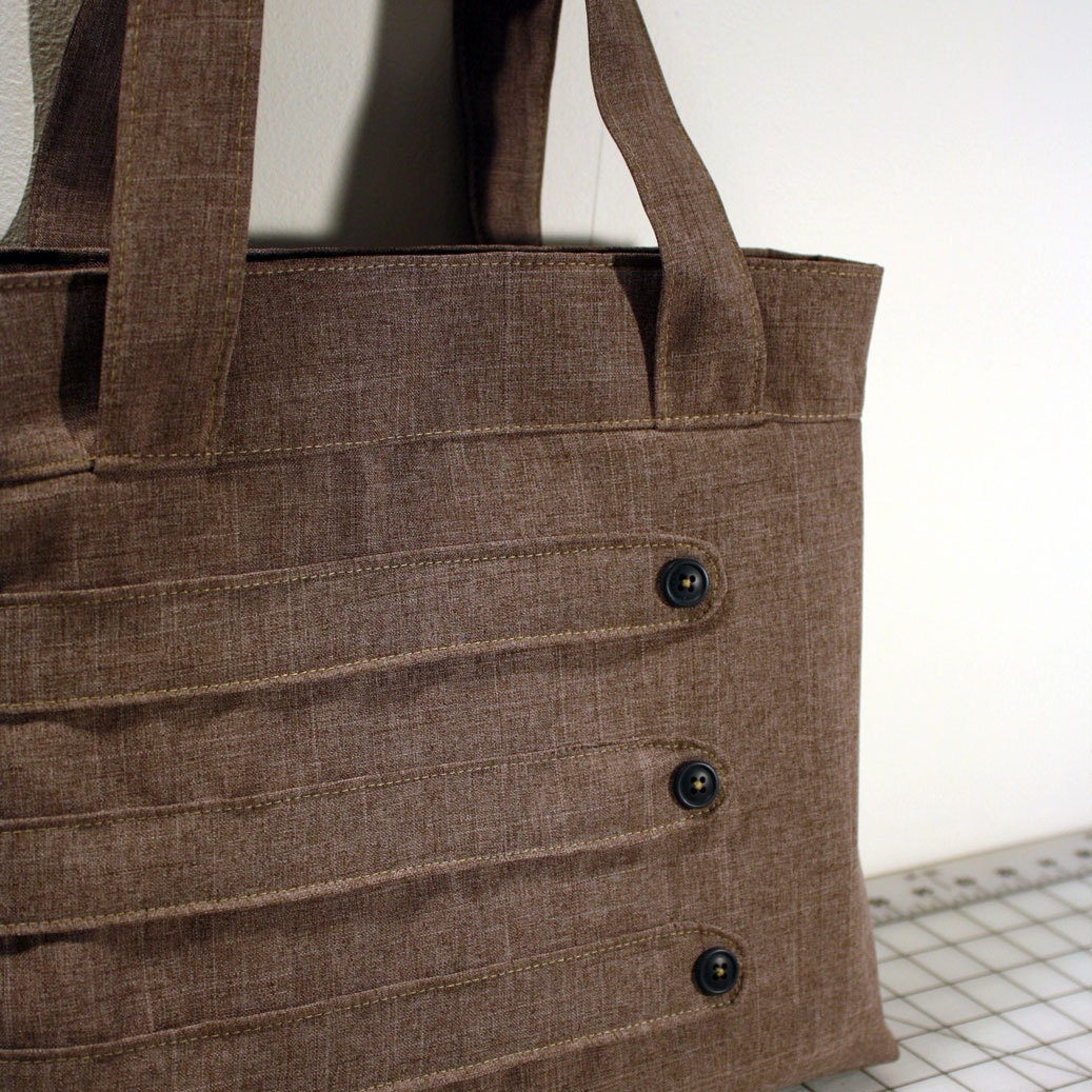 Medium Tote Bag with Decorative Straps in Brown