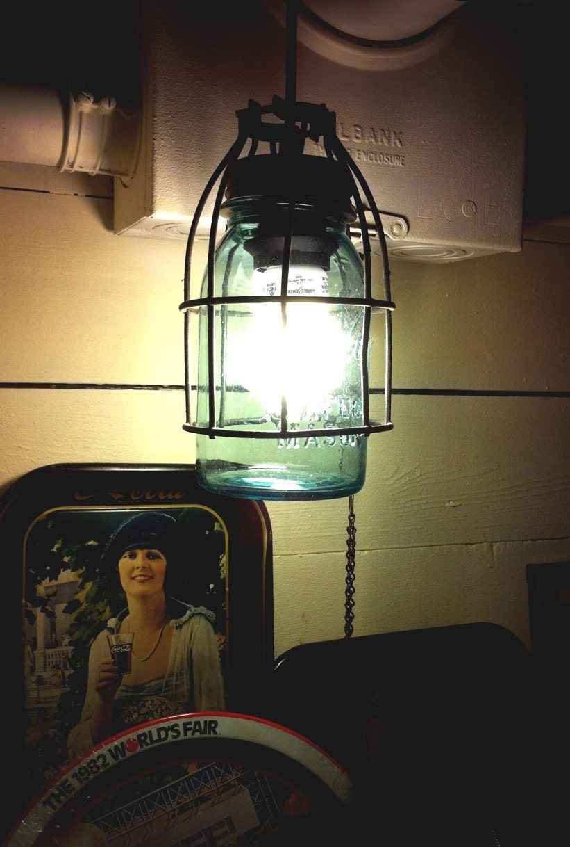 Mason Jar Light, Single Drop Chandelier