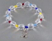 Autism Bracelet, Raise Awareness, Stretch Bracelet with Hope Ribbon Charm, with Donation