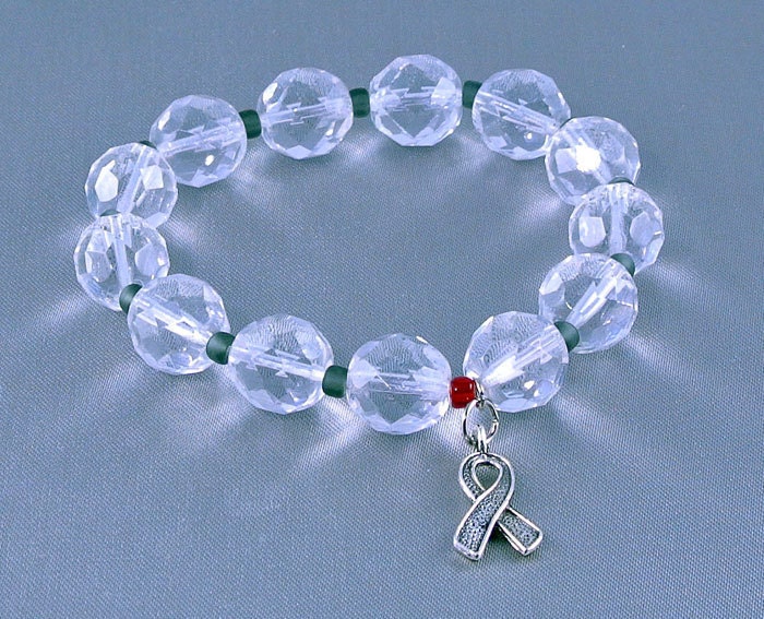 Diabetes Awareness Bracelet with Hope Ribbon Charm, with Donation