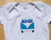 Blue VW Bus Boy's Baby Onesie