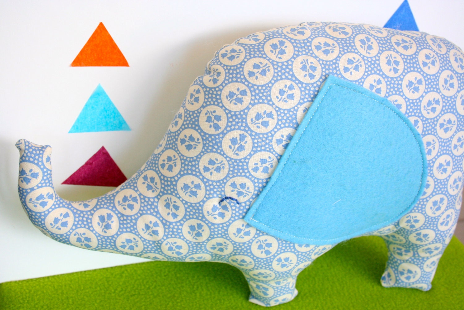 Cute Elephant Softie/Pillow - Retro Blue