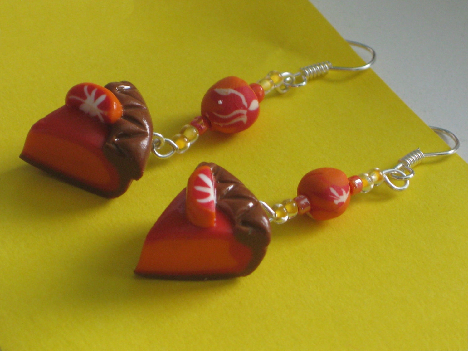 DANGLE EARRINGS Polymer clay : Piece of cake  - "Just a little bit more"