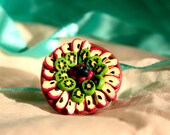 CUSTOMIZABLE TART RING: polymer clay fruit tart on a nickelfree adjustable ring base - "Fruit tart for your hands"