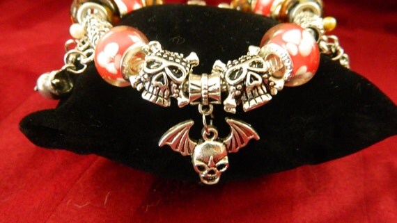 Silver Skull Witch Charm Bracelet img