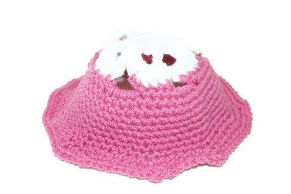 Baby Girl Hat, Crochet Baby Hats, Infant Bonnet , Baby Bucket Hat, Crochet Hat Girls, Toddler Hat, Flower Hat, Infant Hat, Pink Baby Cloche