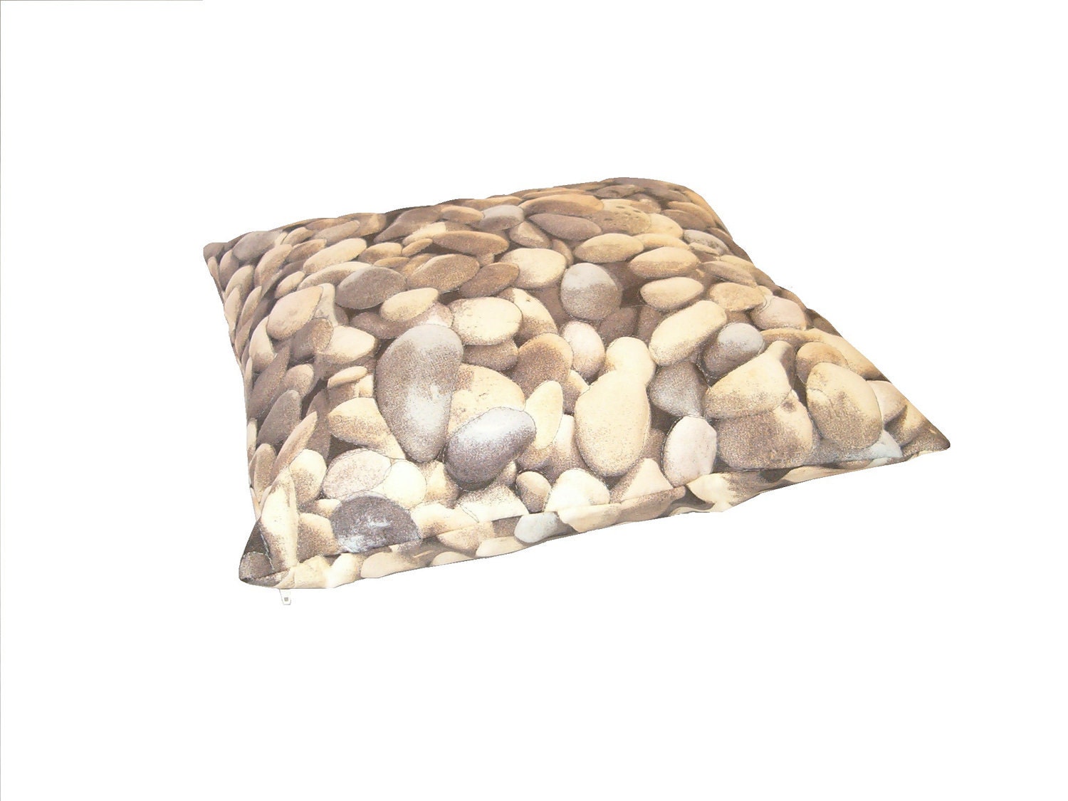 Rock Pillowcase - lumbar rectangular pebble stone natural photographic gray greige realistic landscape riverbed boulder 3D, HET