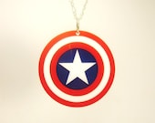 Captain America Shield - Pendant, or Key Ring-  Laser Cut Acrylic