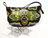 Peacock Leather Purse - Hand painted Purse- Peacock small Bag - Colorful Bag