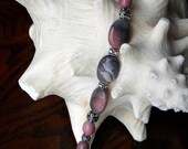 porcelain Jasper and Rhodonite, Bali style Bead Bracelet