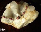 Porcelain Jasper, Rhodonite, and Swarovski Crystal, 14 kt GP bracelet