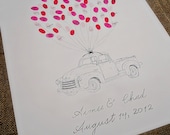 Old Truck Wedding Thumbprint Guestbook- Medium Size Fits 90-150 Thumbprints